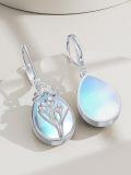 wholesale 925 Sterling Silver Tulip Flower Moonstone Drop Leverback Earrings-0-4