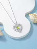 TOUPOP 925 Sterling Silver 12 Birthstone Double Heart Necklace-0-4