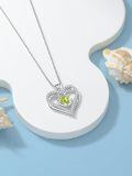 TOUPOP 925 Sterling Silver 12 Birthstone Double Heart Necklace-0-4