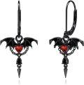 wholesale 925 Sterling Silver Bat Heart Dangle Earrings for Women Gothic Halloween -0-0