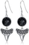 wholesale 925 Sterling Silver 925 Black Crystal Mermaid Tail Dangle Earrings for Women & Girls-0-0