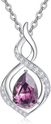 wholesale 925 Sterling Silver Infinity Birthstone Necklace for Women Mom Wife Mother s Day Gift-06 Jun