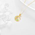 wholesale 14k Gold Unicorn Moon Necklace With Rainbow Mane And Lab Diamond Accents-0-2