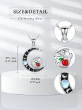 wholesale 925 Sterling Silver Fox on Crescent Moon with Red Apple and Blue Stone Pendant Necklace-0-4