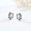 wholesale 925 Sterling Silver Black & White Cubic Zirconia Huggie Hoop Earrings for Men and Women-0-2
