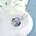 wholesale 925 Sterling Silver Blue Crystal Owl & Tree of Life Pendant Necklace for Women-0-2