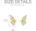 wholesale Gold 925 Sterling Silver CZ Butterfly Stud Earrings with Half Wing Design-0-1