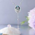 wholesale 925 Sterling Silver Abalone Shell Virgin Mary Cross Pendant Y Necklace-0-2