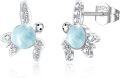 wholesale 925 Sterling Silver Turtle Stud Earrings with Larimar Moonstone and Turquoise - Ocean s for Women-0-0