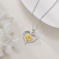 wholesale 925 Sterling Silver 925 Yellow Gold Plated Sunflower Heart Pendant Necklace for Women Gift-0-3
