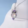TOUPOP 925 Sterling Silver Filigree Owl Pendant Necklace Jewelry Christmas Gifts For Women-0-3
