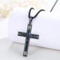 wholesale Black  Abalone Shell Inlay Cross Pendant Chain Necklace for Men's Religious s-0-5