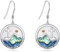 wholesale 925 Sterling Silver Abalone Shell Mountain Cross Faith Drop Earrings Christian Gifts for Women/Mom-0-0