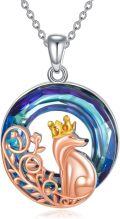 wholesale TOUPOP Fox Necklace For Women S925 Sterling Silver Animal Foxes Pendant Necklaces With Crystal Birthday Anniversary Jewelry Gifts For Her Mom Wife Girlfriend Sister -0-0
