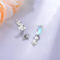 wholesale 925 Sterling Silver Blue Opalite Crescent Moon Cat Dangle Earrings - Halloween  for Her-0-2