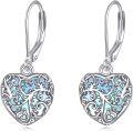 wholesale 925 Sterling Silver Blue Turquoise Filigree Heart Drop Earrings-0-0