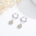 wholesale 925 Sterling Silver Flower Drop Earrings with Gold Accents and Chain Links-0-1