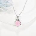 wholesale 925 Sterling Silver Pink Rose Quartz Teardrop Pendant Necklace-0-2