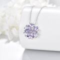 wholesale  925 Sterling Silver Light Purple Cubic Zirconia June Birthstone Flower Necklace for Women-0-1