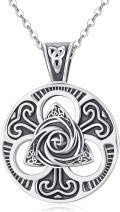 wholesale 925 Sterling Silver Celtic Triquetra Trinity Knot Round Pendant Necklace for Women and Men-0-0