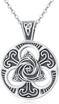 wholesale 925 Sterling Silver Celtic Triquetra Trinity Knot Round Pendant Necklace for Women and Men-F-Celitc Knot