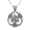 wholesale 925 Sterling Silver Celtic Triquetra Trinity Knot Round Pendant Necklace for Women and Men-0-0