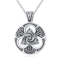 wholesale 925 Sterling Silver Celtic Triquetra Trinity Knot Round Pendant Necklace for Women and Men-F-Celitc Knot