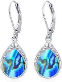 wholesale Sterling Silver Celtic Filigree Teardrop Leverback Earrings for Women Mom Gift-Abalone Shell