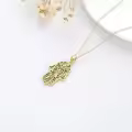 wholesale Gold 925 Sterling Silver Hamsa Evil Eye Necklace Wholesale with Tree Elephant Pendant and Flowers-0-3