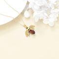 wholesale 925 Sterling Silver Honey Bee Crystal Pendant Necklace for Women - Gold Plated Chain-0-1