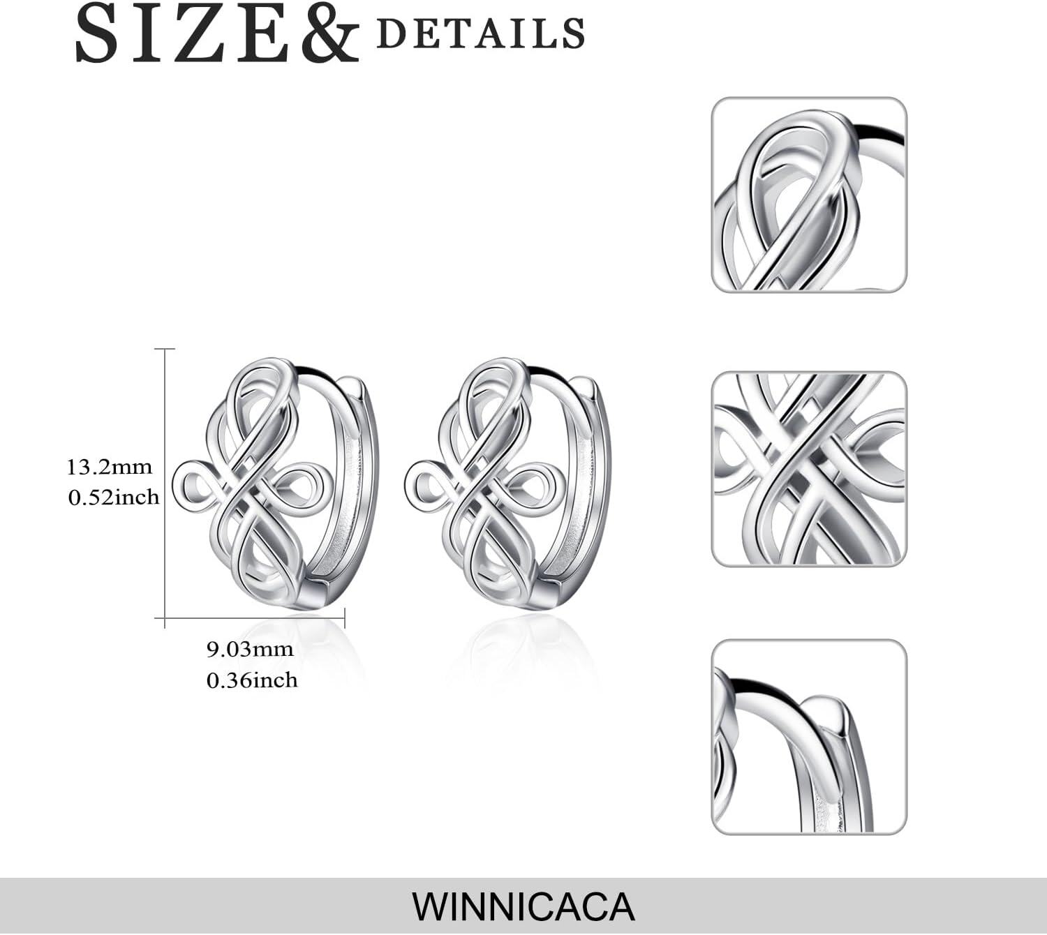 Sterling Silver Celtic Knot Huggie Hoop Earrings Triangle Knot Jewelry Gifts for Women-0-3