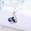 wholesale 925 Sterling Silver Moon & Cat Lapis Lazuli Pendant Necklaces for Women's  Ideas-0-2
