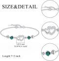 wholesale 925 Sterling Silver Heart-Shaped Emerald Anklet with CZ Accents for Women-0-5