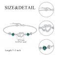 wholesale 925 Sterling Silver Heart-Shaped Emerald Anklet with CZ Accents for Women-0-5
