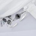 wholesale 925 Sterling Silver Black Onyx Adjustable Vintage Chic Bangle Bracelet for Women-0-2