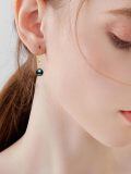 wholesale 925 Sterling Silver Black Pearl Drop Earrings With Zircon Accent-0-3