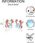 wholesale 925 Sterling Silver Moonstone Heart Axolotl Stud Earrings for Women Gift-0-5