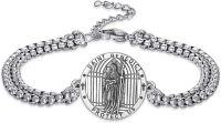 wholesale 925 Sterling Silver St. Benedict Protection Charm Bracelet w/Stone-02-Saint Benedict