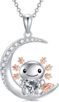 wholesale Sterling Silver Animal Birthstone Necklace Otter Axolotl Hippo Pendant Jewelry Gift for Women-04-Apr-Axolotl