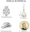 wholesale 925 Sterling Silver Daisy Flower & Gold Bunny Rabbit Dangle Drop Earrings for Women - Easter Gift Idea-0-3