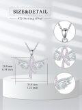 wholesale 925 Sterling Silver Angel Wings & Pink Ribbon Breast Cancer Awareness Pendant Necklace-0-4