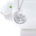wholesale 925 Sterling Silver Guardian Angel on Crescent Moon Pendant Necklace Gift for Wife/Mom/Birthday/Christmas-0-1