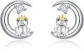 wholesale 925 Sterling Silver Frog Crown Moon Stud Earrings for Women - Hypoallergenic -0-0