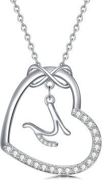 wholesale Sterling Silver Heart Initial Necklace Infinity A Z Letter Necklaces for Women-M
