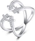 wholesale 925 Sterling Silver Infinity Cross Adjustable Religious Jewelry Ring for Women Girls Gifts-0-0