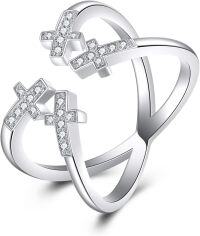 wholesale 925 Sterling Silver Infinity Cross Adjustable Religious Jewelry Ring for Women Girls Gifts-Cross
