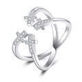 wholesale 925 Sterling Silver Cross Open Ring With Diamonds For Men And Women Elegant Design Jewelry Gift-0-0