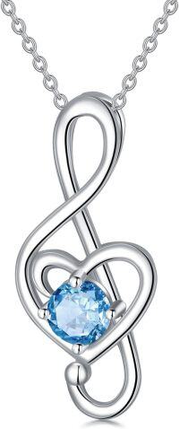 wholesale 925 Sterling Silver 12 Birthstone Music Note Necklace for Women-12-December-Topaz