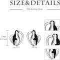 wholesale 925 Sterling Silver Penguin Heart Stud Earrings for Women - Cute Gift Idea-0-5