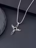 TOUPOP Sterling Silver Stone Gothic Star Of David Cross Wolf Necklace For Men-0-1